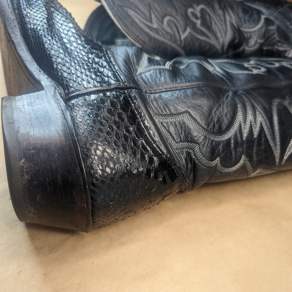 Larry Mahan boots men's size 9E Exotic Genuine Black Python Snake leather classi - Picture 8 of 13